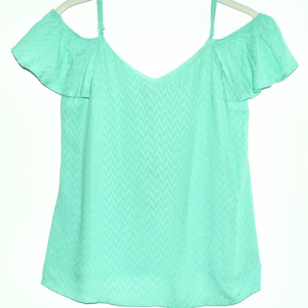 NEW Candie's Green Cold Shoulder V-Neck with Spaghetti Straps Top - XS